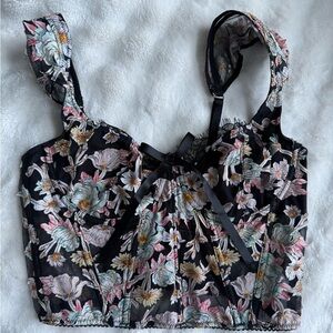 Victoria's Secret Black Floral Lace-Trim Camisole